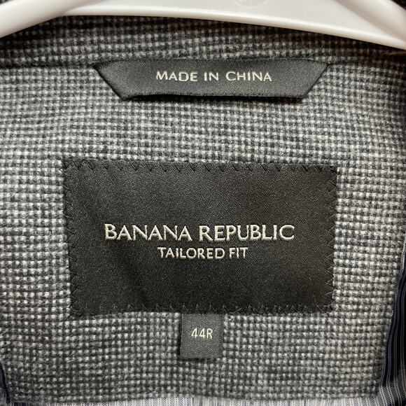 Banana Republic Suit Jacket Blazer Mens 44R Gray Micro Check Tailored Fit Cotton - Picture 4 of 16